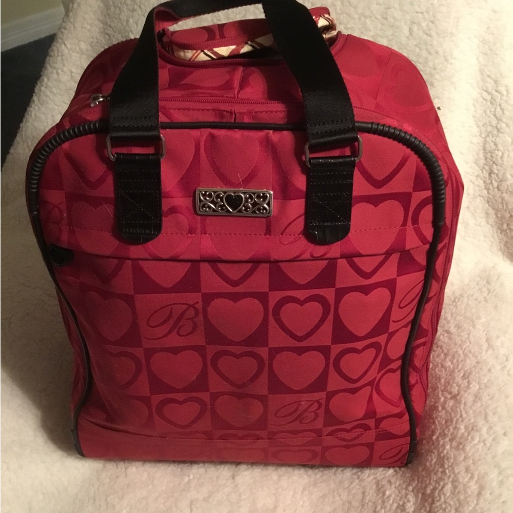 Brighton Red Heart Pattern Women's Rolling Travel Bag